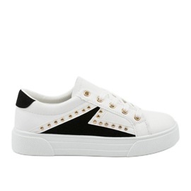 Sneakers classiche bianche con strass A88-69 bianco nero