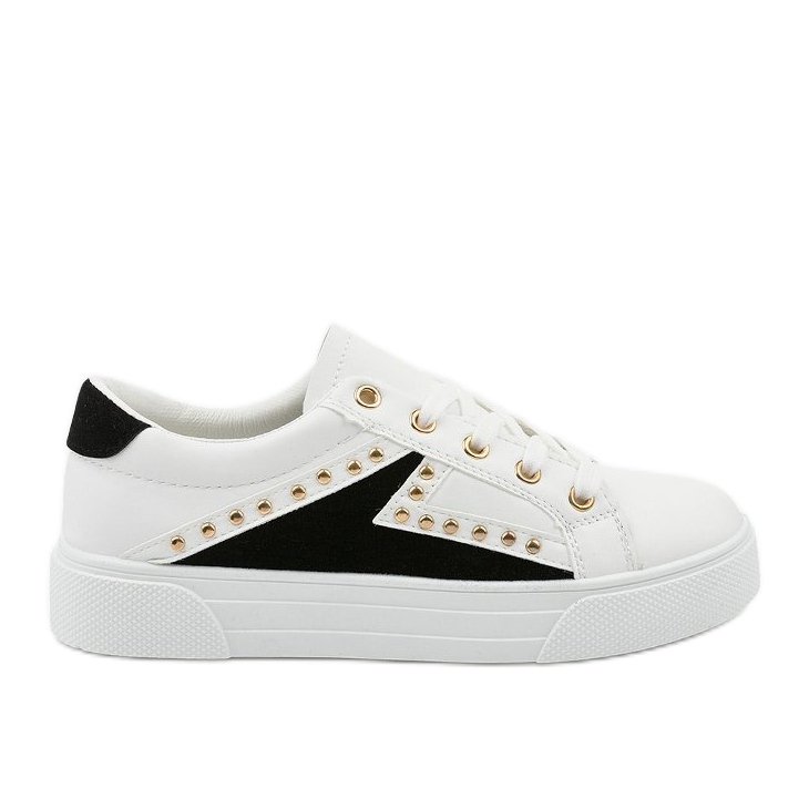 Sneakers classiche bianche con strass A88-69 bianca nero