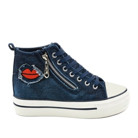 Sneakers con zeppa stringate blu navy di Dane