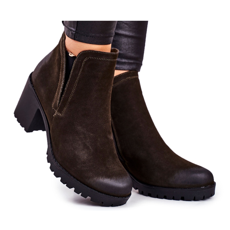 S.Barski Stivali Donna Con Tacco Warm Khaki Veronica marrone