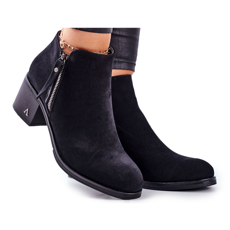 S.Barski Stivali da donna con tacco Warm Black Blanche nero