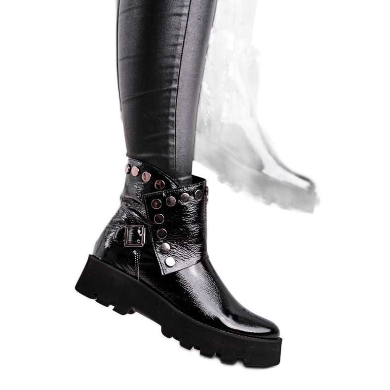 Stivali da Donna in Pelle Laccata Nero Exquisite 1199