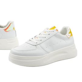 Sneakers bianche lucide LLQ205-17 bianca d'oro