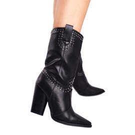 PS1 Stivali Da Donna Con Tacco Stivali Da Cowboy Caldi Neri Atene nero