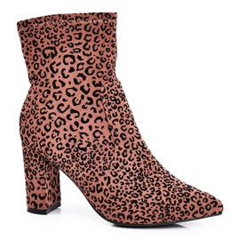 S.Barski Stivali Donna Con Tacco Centki Camel Panther marrone nero