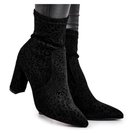 S.Barski Stivali con tacco da donna Centki Black Panther nero