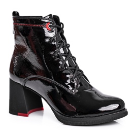 S.Barski Stivali da donna con tacco laccati neri Do It Better nero