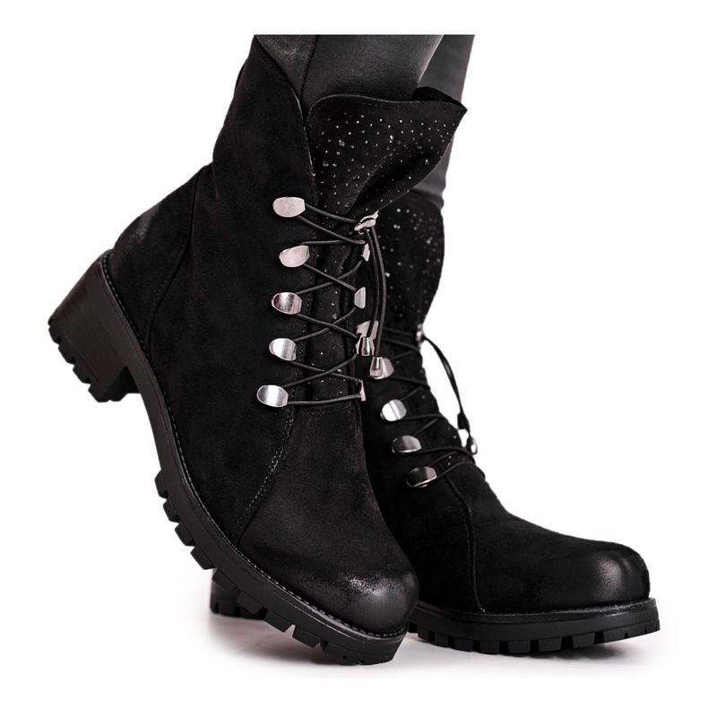 S.Barski Stivali da donna Warm Black Bipper Workers nero
