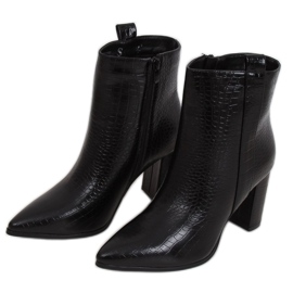 Stivali con tacco in pelle di serpente nero RB54 Nero