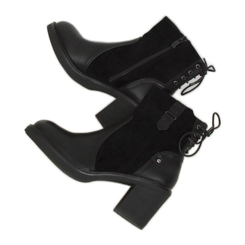 Stivali neri con tacco largo H8116 Black nero