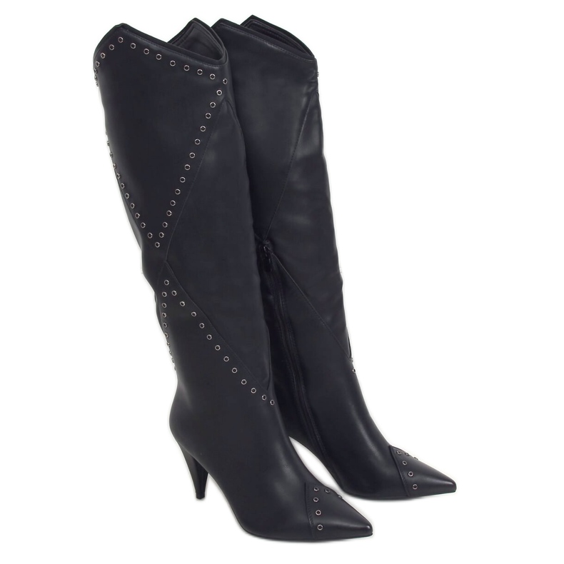 Stivali neri su tacco a spillo RB76P Black nero