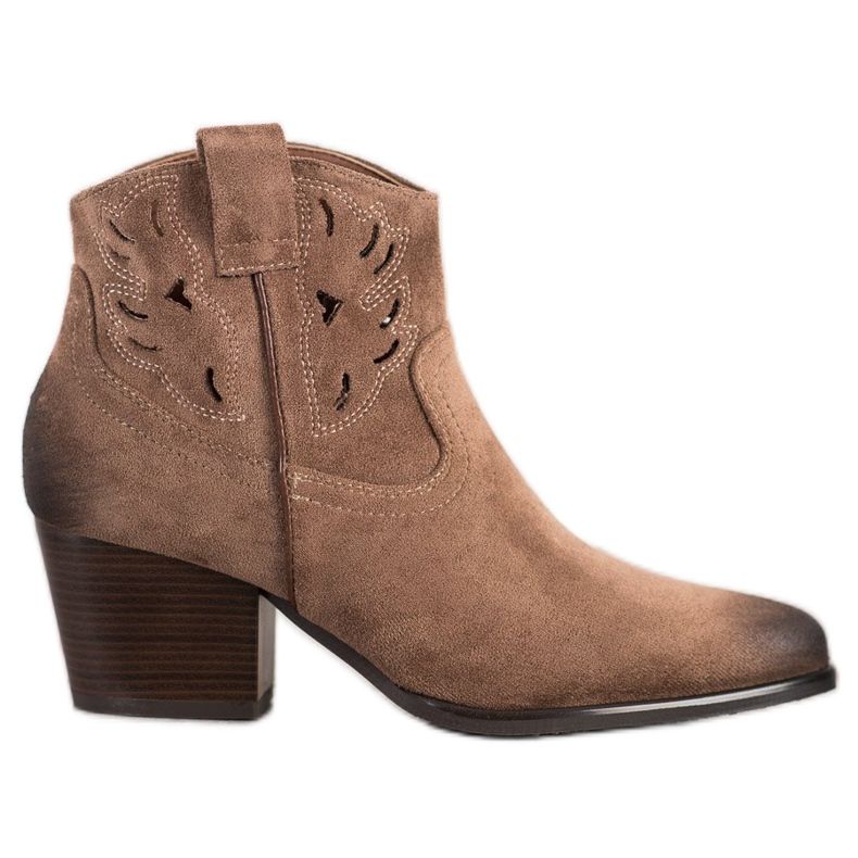 VINCEZA stivali texani traforati beige