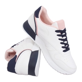 Scarpe sportive da donna bianche BK938 WHITE / BLUE bianco blu navy