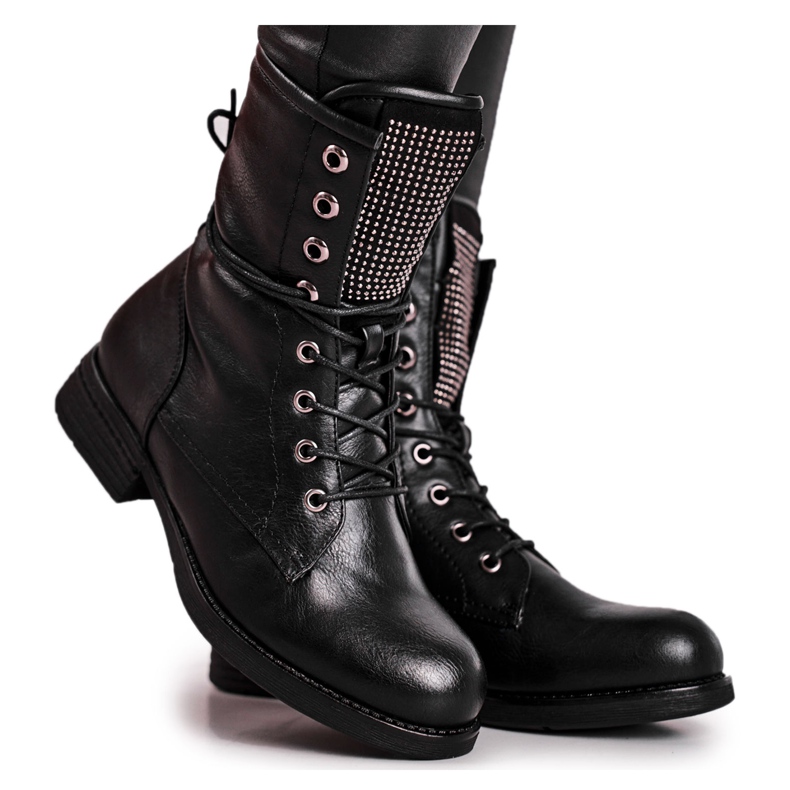 Stivali Donna Warm Workers Con Cubic Zirconia Neri Seven Days nero