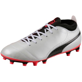 Scarpe da calcio Puma One 17.4 Fg bianco-nero-rosso 104075 01 multicolore