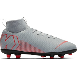 Nike Mercurial Superfly 6 Club Mg Jr AH7339 060 scarpe da calcio bianca grigio