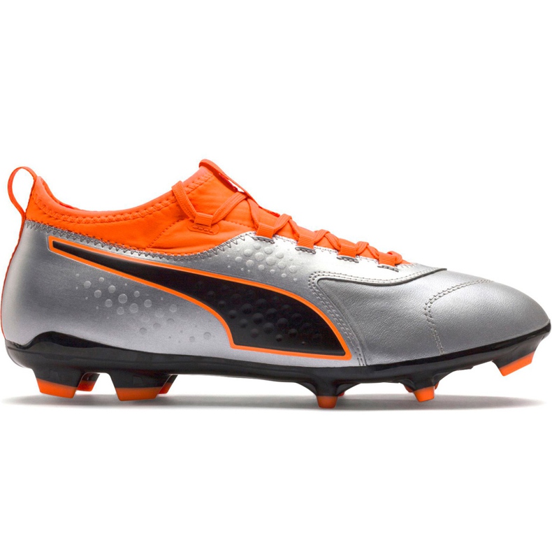 Scarpe da calcio Puma One 3 Lth Fg grigio-arancio 104743 01 multicolore