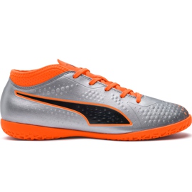 Puma One 4 Syn It Junior scarpe da calcio grigio-arancio 104783 01 multicolore d'argento