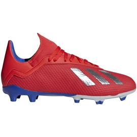 Adidas X 18.3 Fg Jr scarpe da calcio rosse BB9371 multicolore rosso