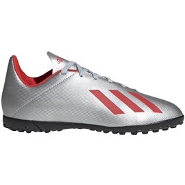 Scarpe da calcio adidas X 19.4 Tf Jr argento F35348 rosso d'argento