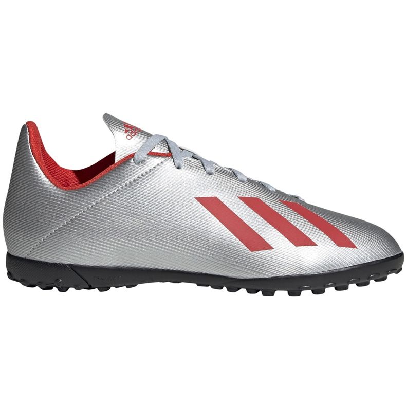 Scarpe da calcio adidas X 19.4 Tf Jr argento F35348 rosso d'argento
