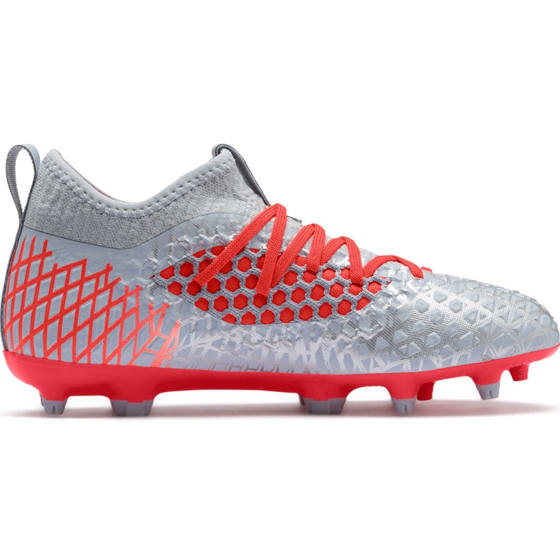 Scarpe da calcio Puma Future 4.3 Netfit Fg Ag Junior argento-rosso 105693 01 multicolore grigio