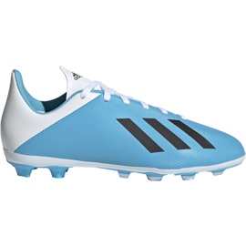 Scarpe da calcio Adidas X 19.4 FxG Junior blu e bianche F35361