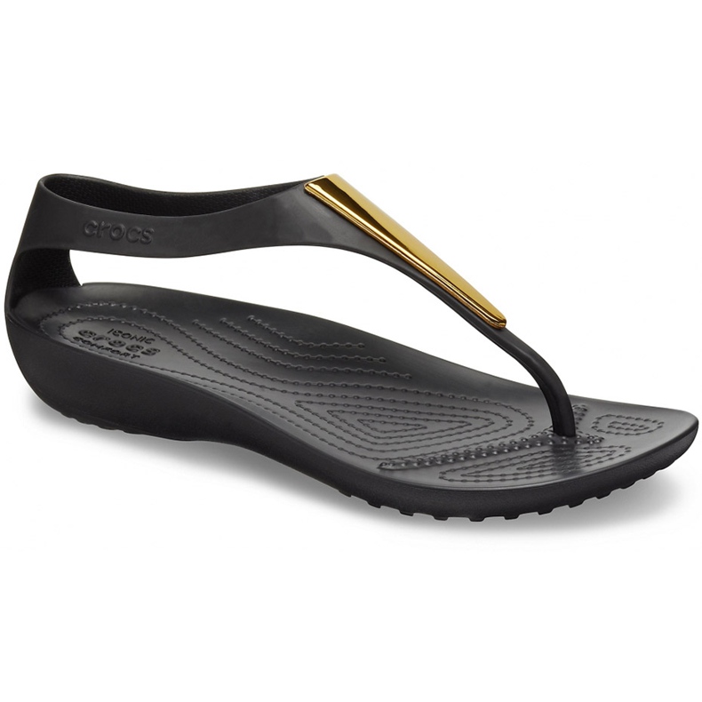 Crocs sandali donna Serena Metallic Bar Fp W nero e oro 206420 751 d'oro