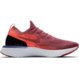 Nike Epic React Flyknit scarpe running donna bordeaux-arancione-nero AQ0070 601 rosso viola arancia multicolore