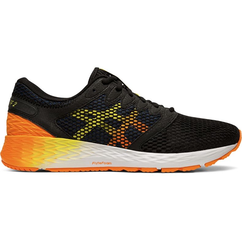 Scarpe running uomo Asics Roadhawk Ff 2 nere e arancioni 1011A136 005 nero
