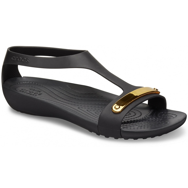 Crocs sandali donna Serena Metallic Bar Sdl W nero-oro 206421 751