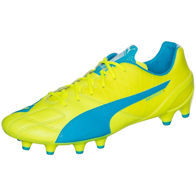 Scarpe calcio Puma Evo Speed ​​1.4 Lth Fg giallo-blu 103615 03