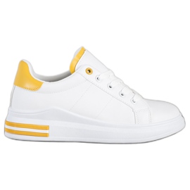 SHELOVET Scarpe da ginnastica alla moda legate bianco giallo