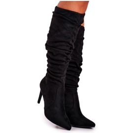 PS1 Stivali Donna Con Tacco Alto Camoscio Nero Dynamic