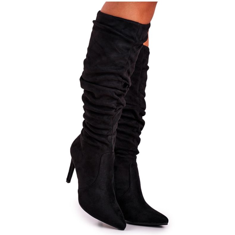 PS1 Stivali Donna Con Tacco Alto Camoscio Nero Dynamic