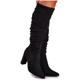 PS1 Stivali Donna Con Tacco Camoscio Nero Cromes