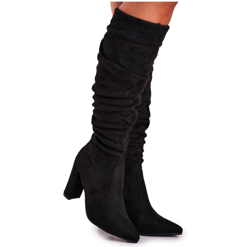 PS1 Stivali Donna Con Tacco Camoscio Nero Cromes