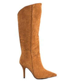 Seastar Stivali in pelle scamosciata su un tacco alto beige marrone