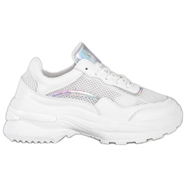 SHELOVET Scarpe da ginnastica bianche alla moda bianca d'argento