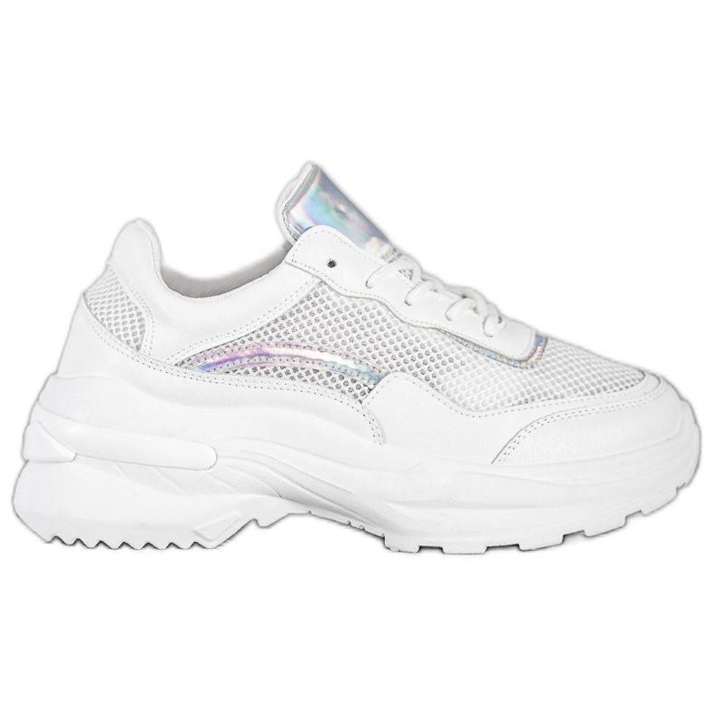 SHELOVET Scarpe da ginnastica bianche alla moda bianca d'argento