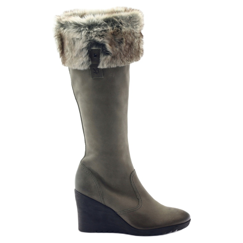 Stivali Caprice in Pelle con Pelliccia 25607 grigio