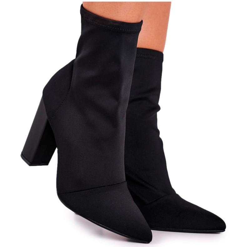 FG2 Stivali da donna su un tacco alto Lycra Black Morie nero