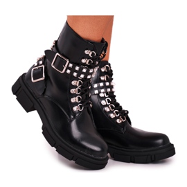 FRGIV Stivali Donna Con Cubic Zirconia Nero Love You Baby