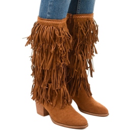 Stivali texani in pelle scamosciata cammello Boho Wystila marrone