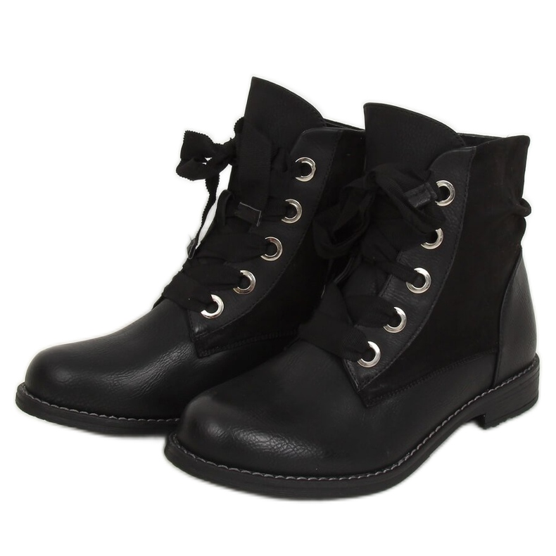 Stivaletti stringati neri 3103 Black nero