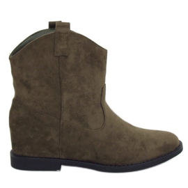 Stivali texani verdi su zeppa nascosta J936 DK.GREEN verde
