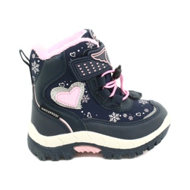 Stivali softshell American Club con membrana blu navy HL48 / 20 rosa d'argento