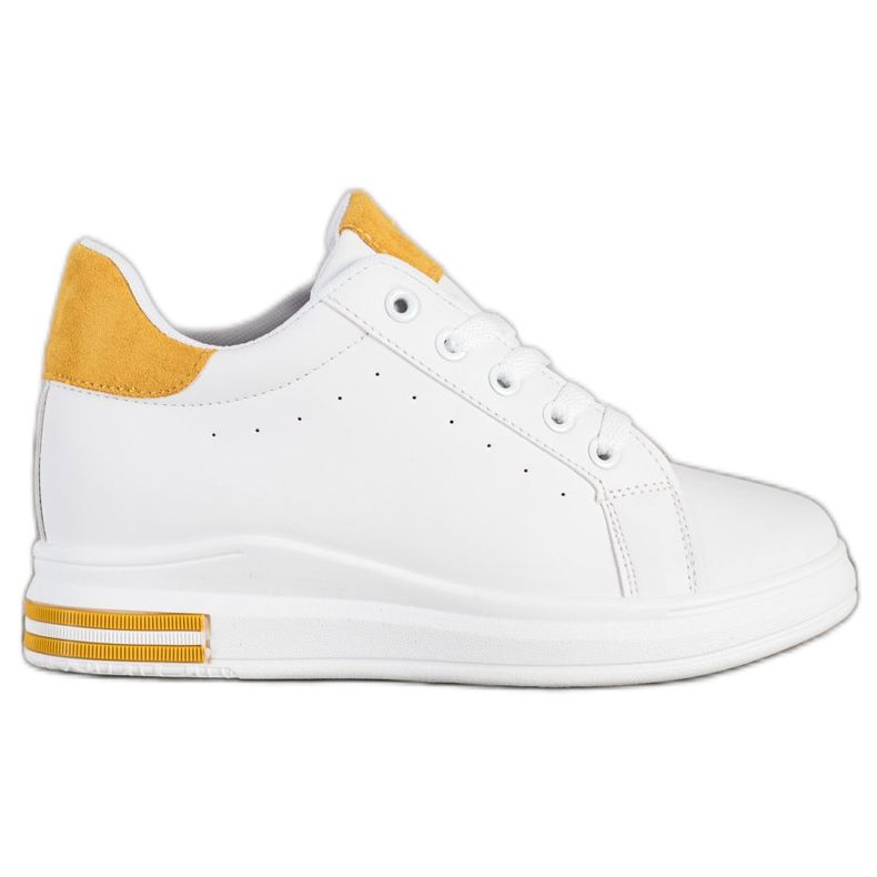 SHELOVET Scarpe sportive su una zeppa bianca giallo