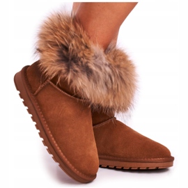 HAN Stivali da neve in pelle Mukluk da donna con pelliccia marrone
