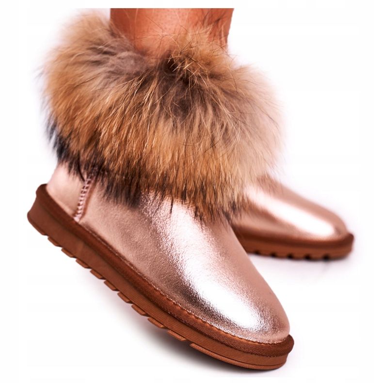 HAN Stivali Da Neve Da Donna In Pelle Con Pelliccia Champagne Snow Fox rosa